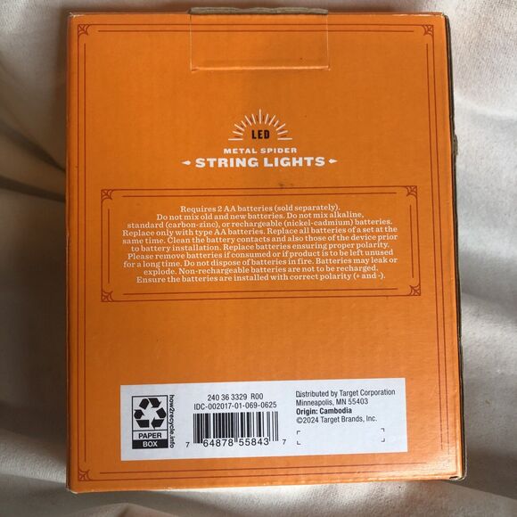 10 ct LED Black Metal Spider Halloween String Lights Purple - Hyde & EEK W/Timer - Picture 9 of 10